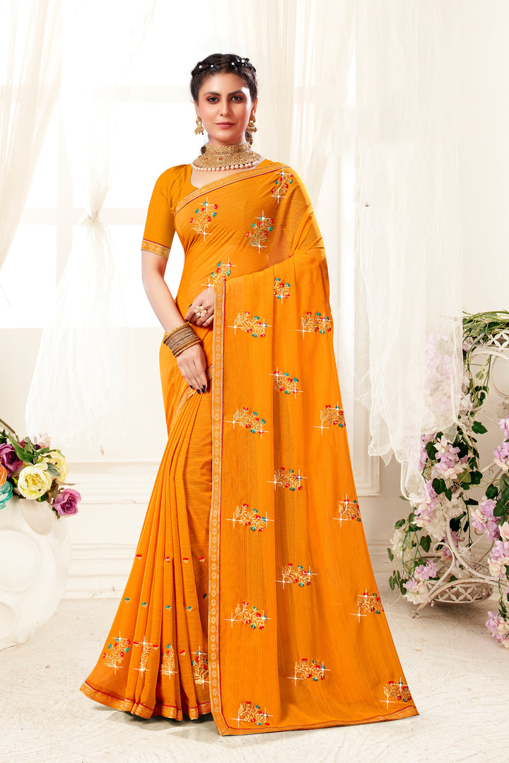 Georgette Saree with Embroidery Work | Traditional Wedding & Party Wear