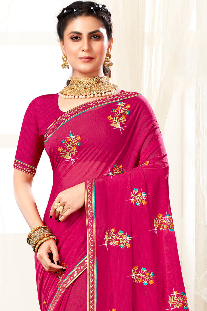 Georgette Saree with Embroidery Work | Traditional Wedding & Party Wear