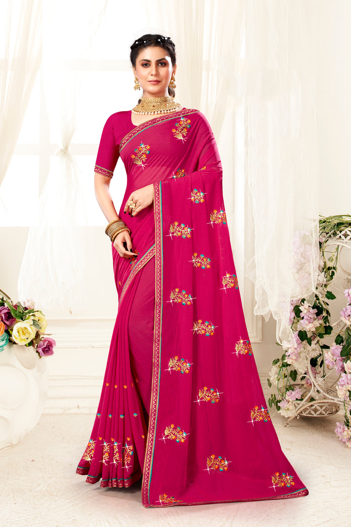 Georgette Saree with Embroidery Work | Traditional Wedding & Party Wear