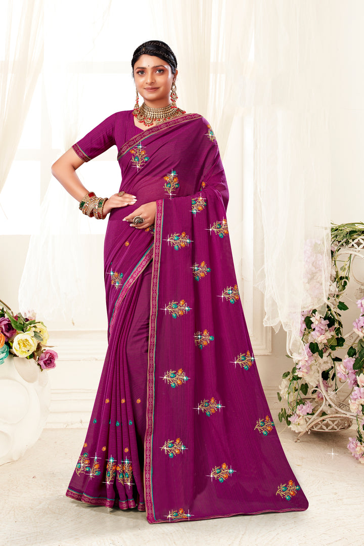 Georgette Saree with Embroidery Work | Traditional Wedding & Party Wear