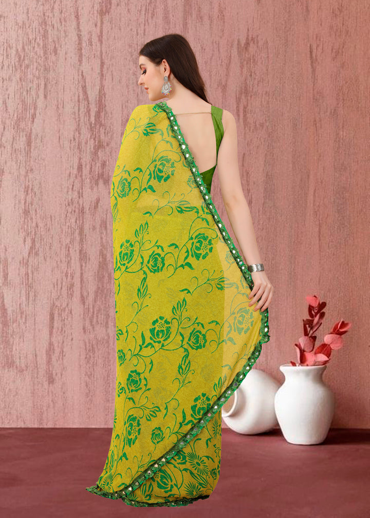 Georgette Printed Saree for Traditional Weddings | Banglori Blouse | Party Wear