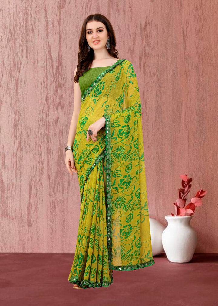 Georgette Printed Saree for Traditional Weddings | Banglori Blouse | Party Wear