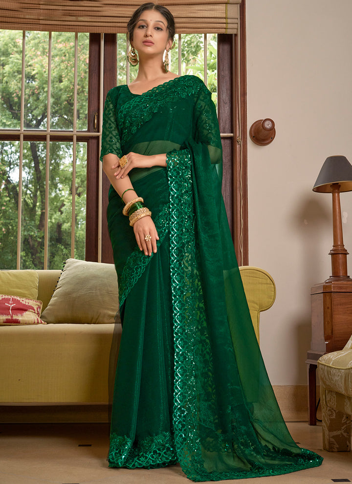 Elegant Sitara-Chiffon Saree with Lace Work | Traditional Wedding Party Wear