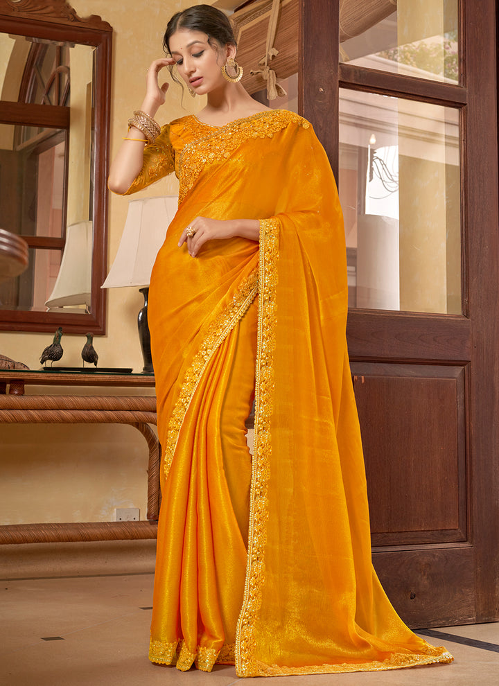 Sitara Chiffon Lace-Work Saree | Traditional Wedding Party Ceremonial Wear