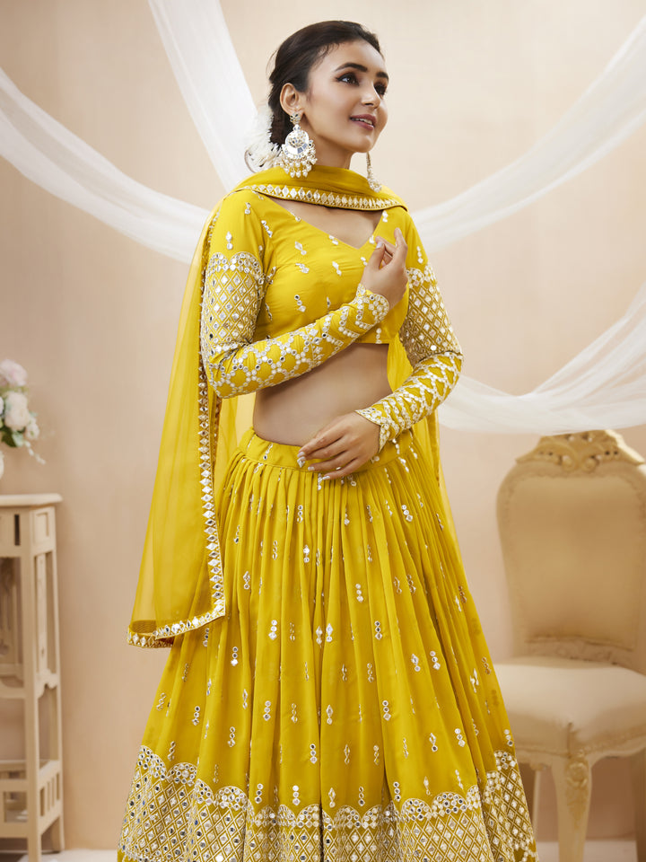 Georgette Lehenga Choli | Soft Net Dupatta with Sequins Zari Embroidery for weddings