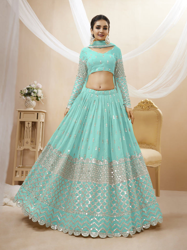 Georgette Lehenga Choli | Soft Net Dupatta with Sequins Zari Embroidery for weddings