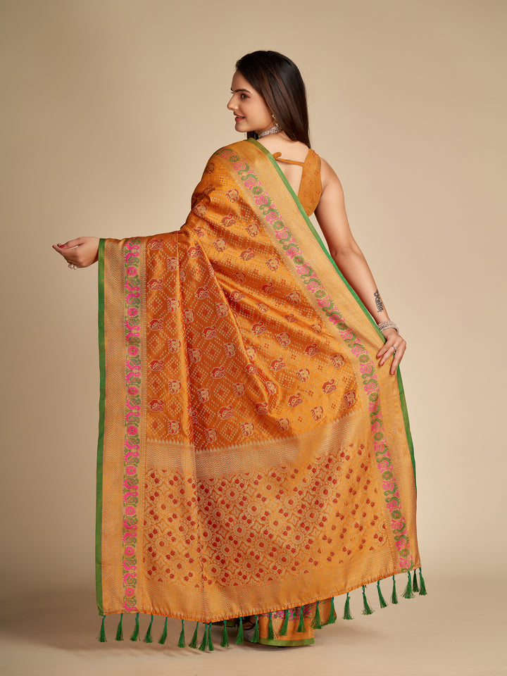 Elegant Patola Silk Saree | Meenakari Jacquard Work Ideal for Celebrations