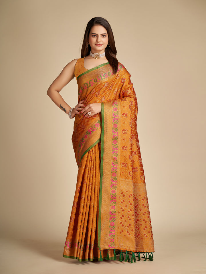 Elegant Patola Silk Saree | Meenakari Jacquard Work Ideal for Celebrations