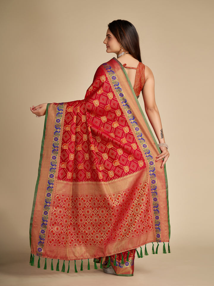 Elegant Patola Silk Saree | Meenakari Jacquard Work Ideal for Celebrations