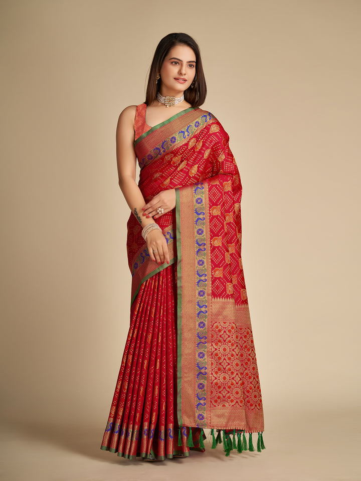 Elegant Patola Silk Saree | Meenakari Jacquard Work Ideal for Celebrations