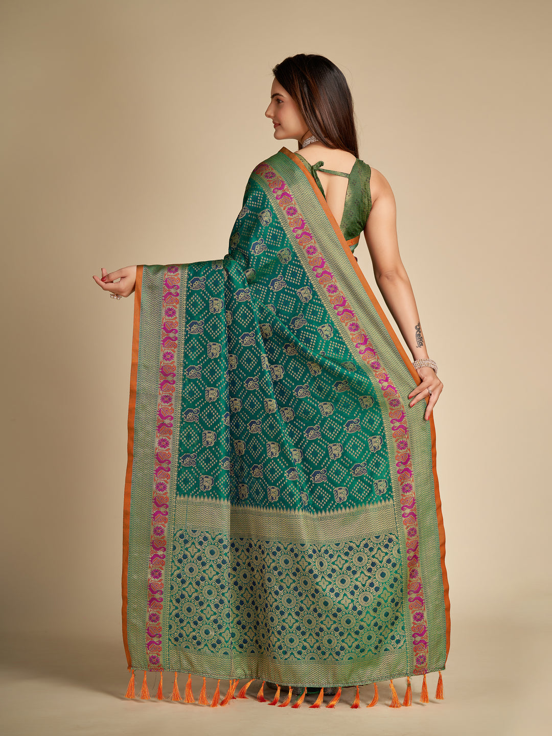 Elegant Patola Silk Saree | Meenakari Jacquard Work Ideal for Celebrations