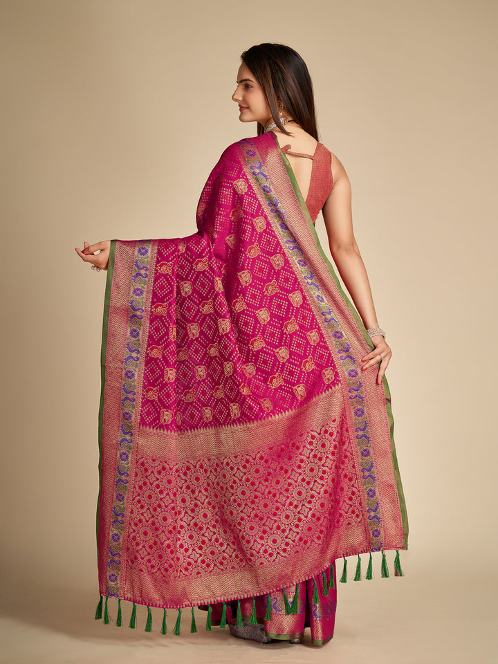 Elegant Patola Silk Saree | Meenakari Jacquard Work Ideal for Celebrations