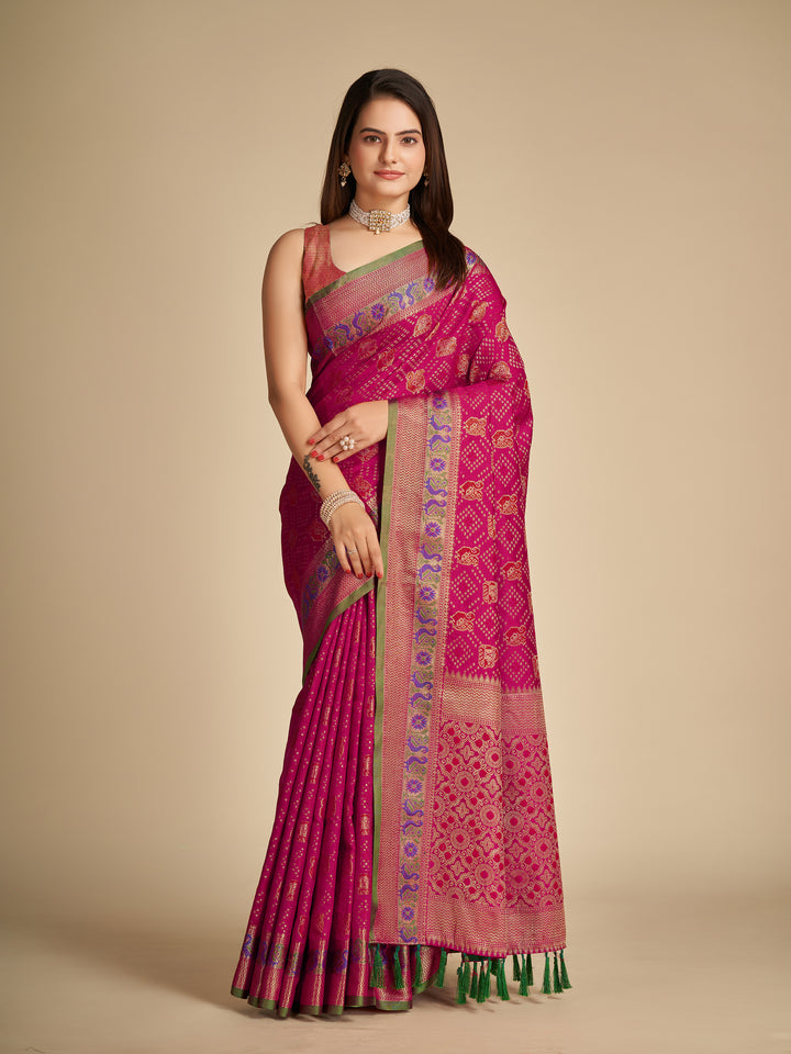 Elegant Patola Silk Saree | Meenakari Jacquard Work Ideal for Celebrations