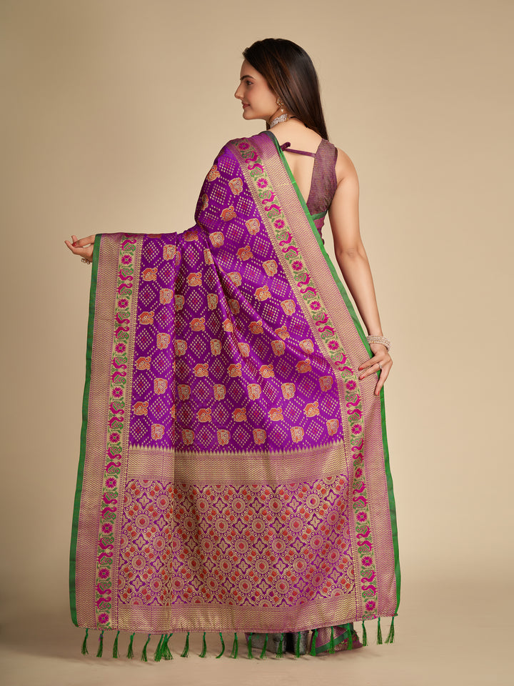 Elegant Patola Silk Saree | Meenakari Jacquard Work Ideal for Celebrations