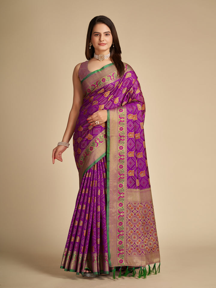 Elegant Patola Silk Saree | Meenakari Jacquard Work Ideal for Celebrations