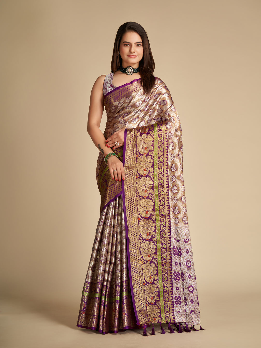 Embroidered Tissue Silk Saree | Stunning Designer Look Perfect for Celebrations