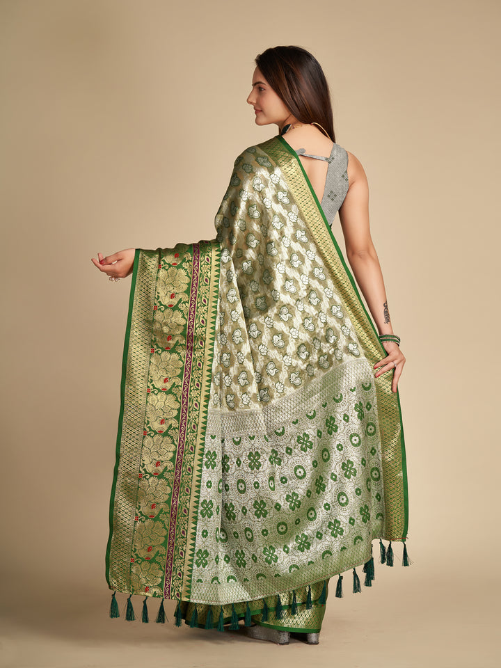 Embroidered Tissue Silk Saree | Stunning Designer Look Perfect for Celebrations