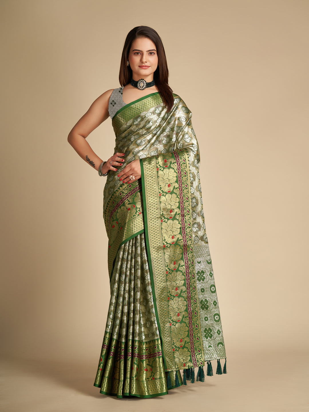 Embroidered Tissue Silk Saree | Stunning Designer Look Perfect for Celebrations