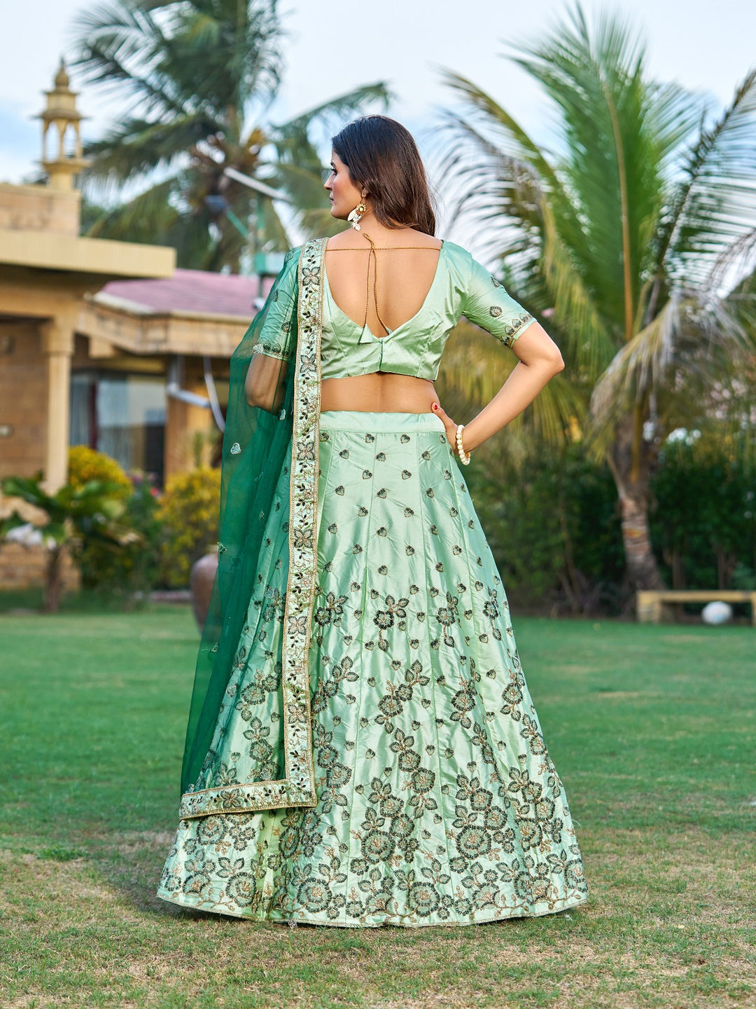 Embroidered Satin Lehenga for Weddings | Party & Reception Wear