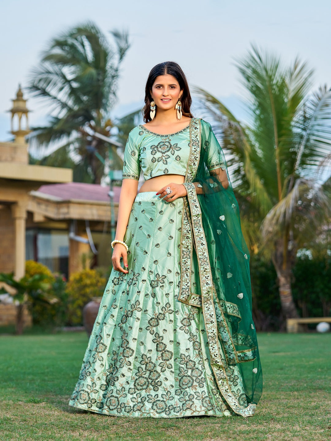 Embroidered Satin Lehenga for Weddings | Party & Reception Wear