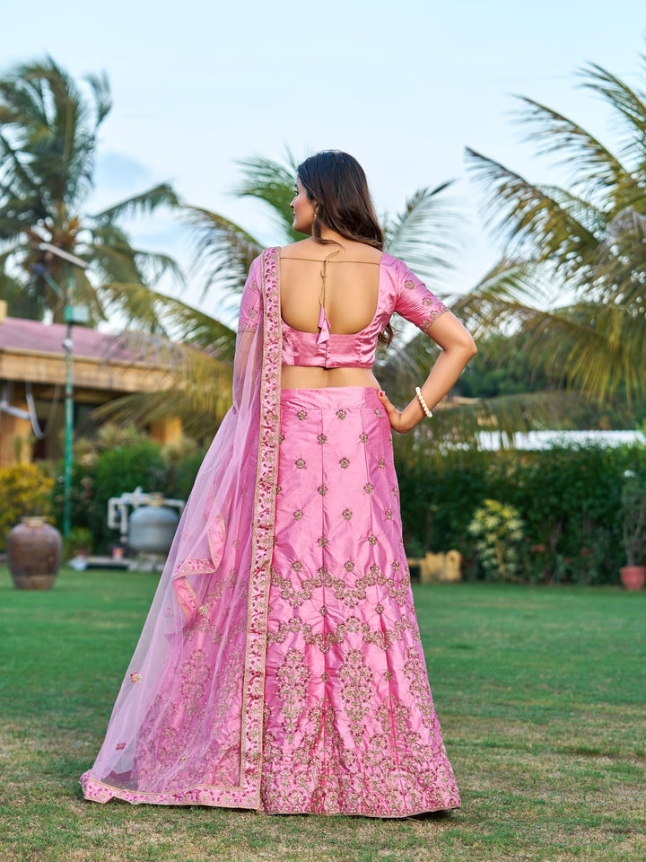 Embroidered Satin Lehenga for Weddings | Traditional Bridal Attire