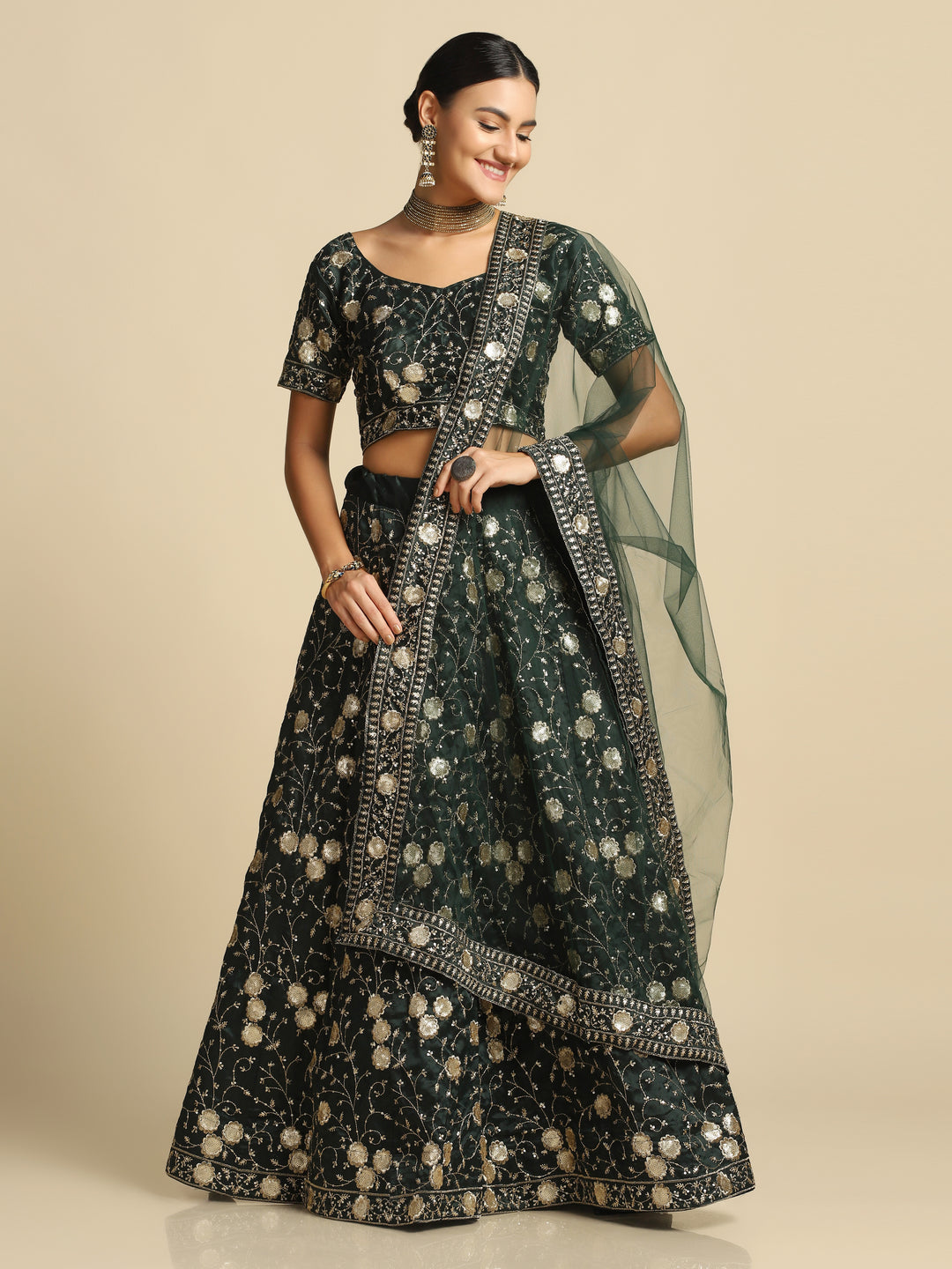 Embroidered Taffeta Lehenga | Perfect for Weddings and Special Events