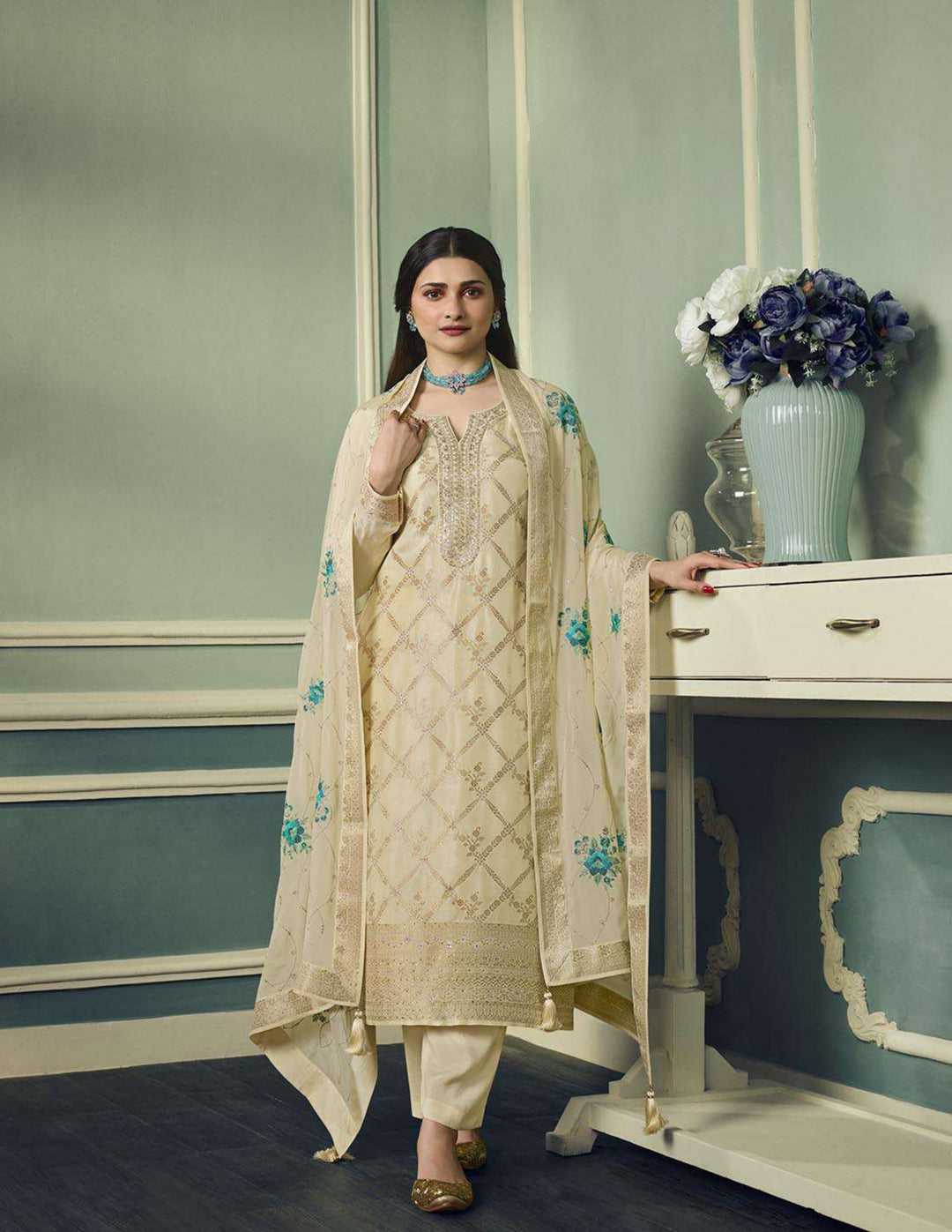 Viscose-Silk Salwar Kameez | Wevon Designer Embroidery for Special Events