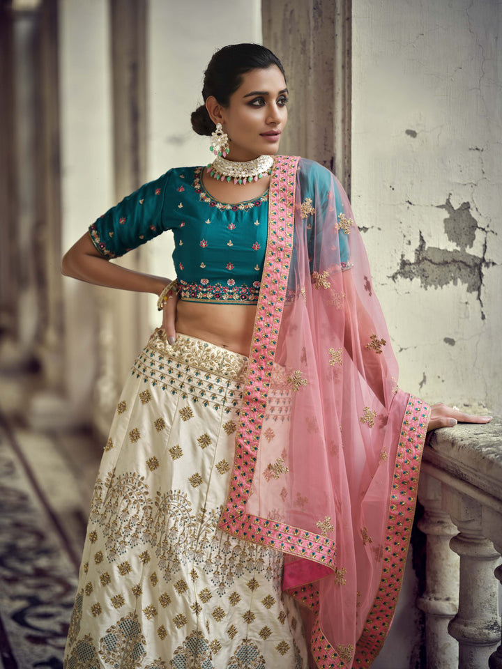 Designer Satin Lehenga | Embroidery & Stone Work for Weddings & Events