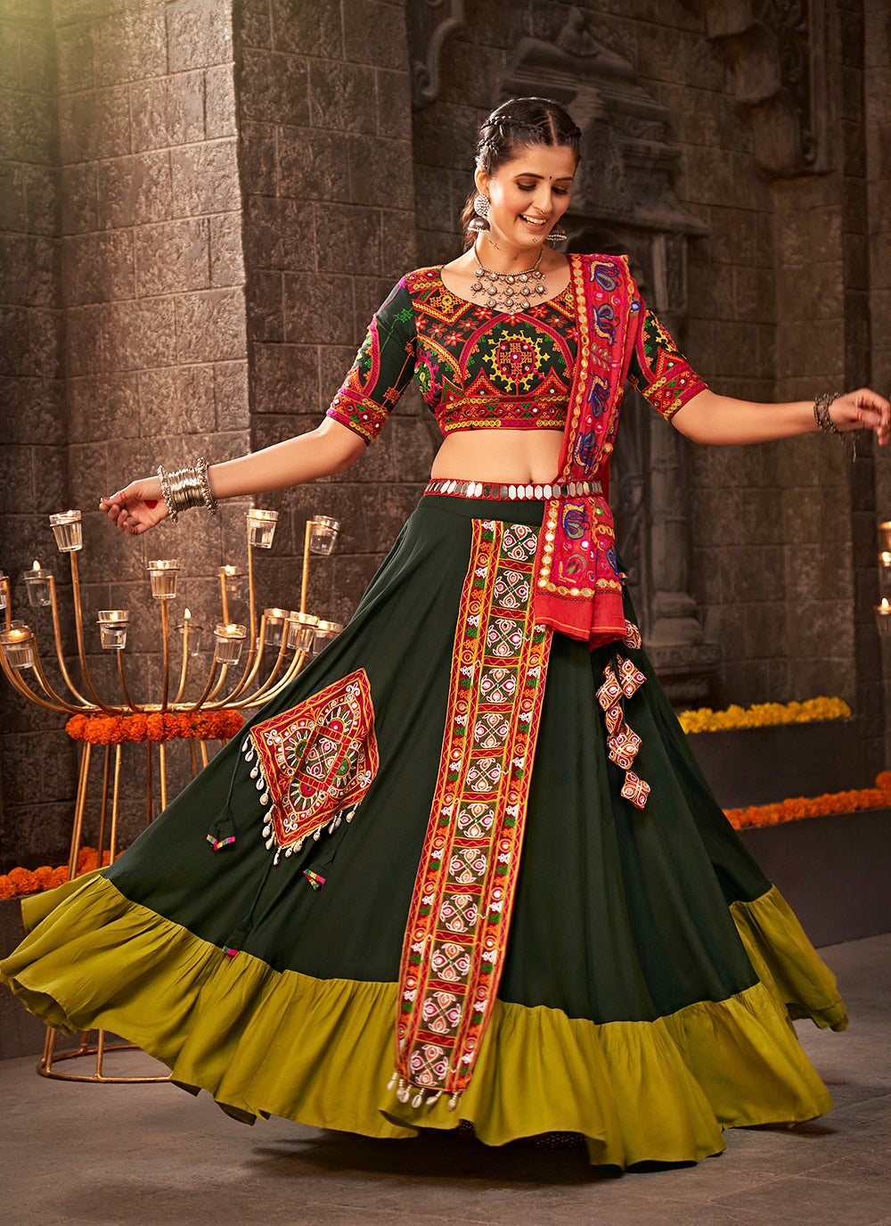 Viscose-Rayon Mirror Work Lehenga | Elegant Bridal & Party Wear