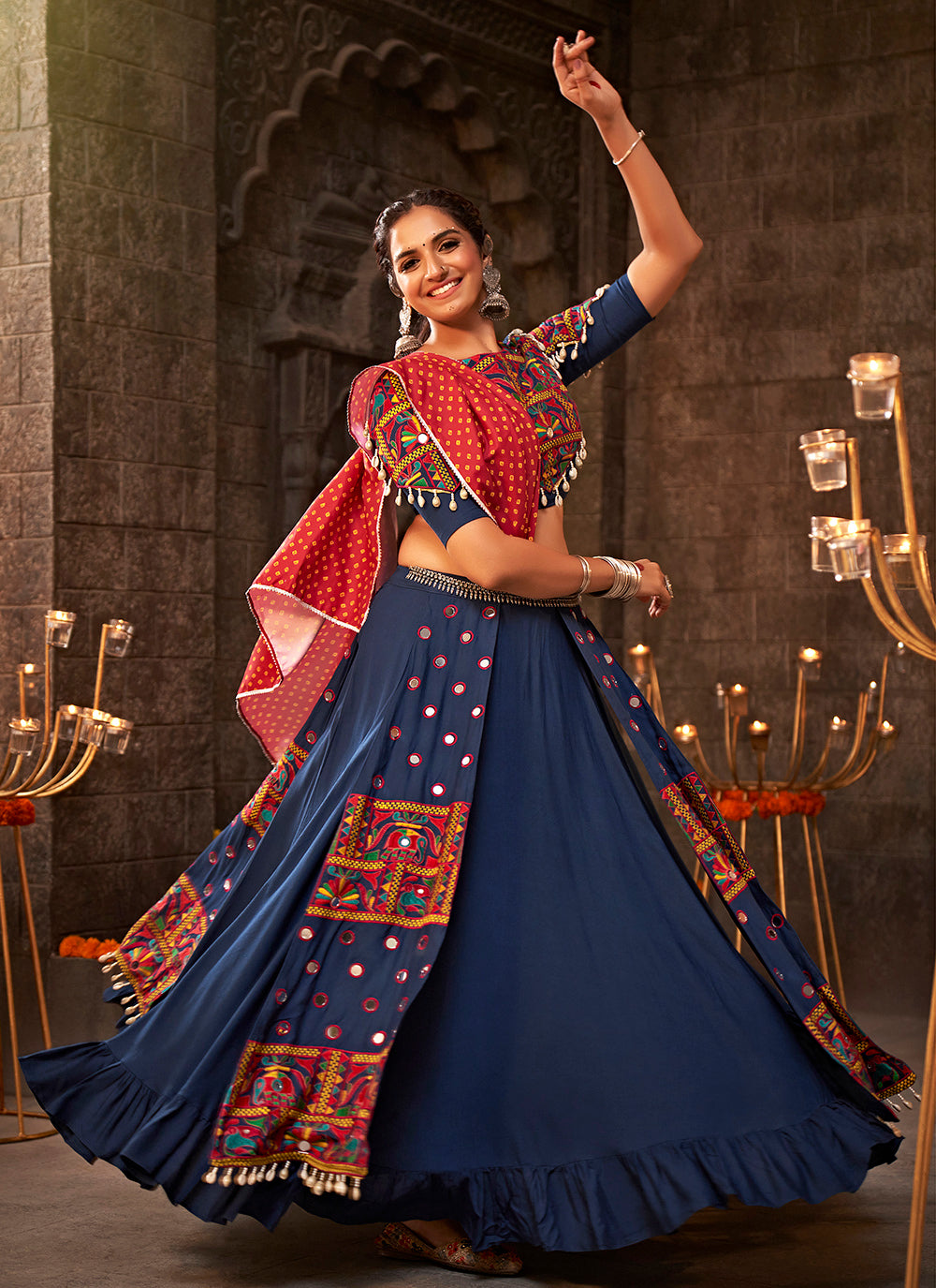 Elegant Mirror Work Viscose-Rayon Lehenga for Weddings | Traditional Bridal Attire