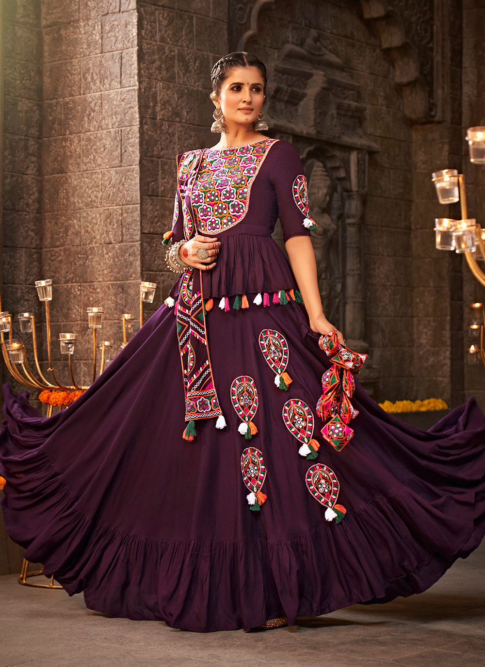 Traditional Mirror Work Viscose-Rayon Lehenga | Elegant Bridal Party Wear