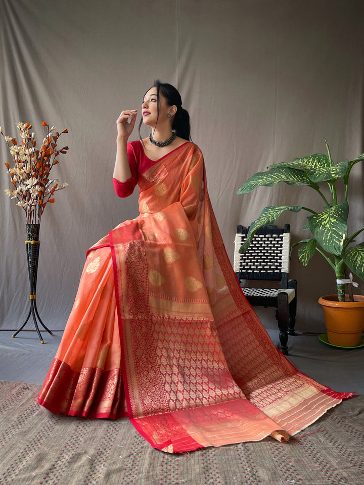 Soft Linen Fabric with Contrast Pallu Border | Partywear Saree for Women