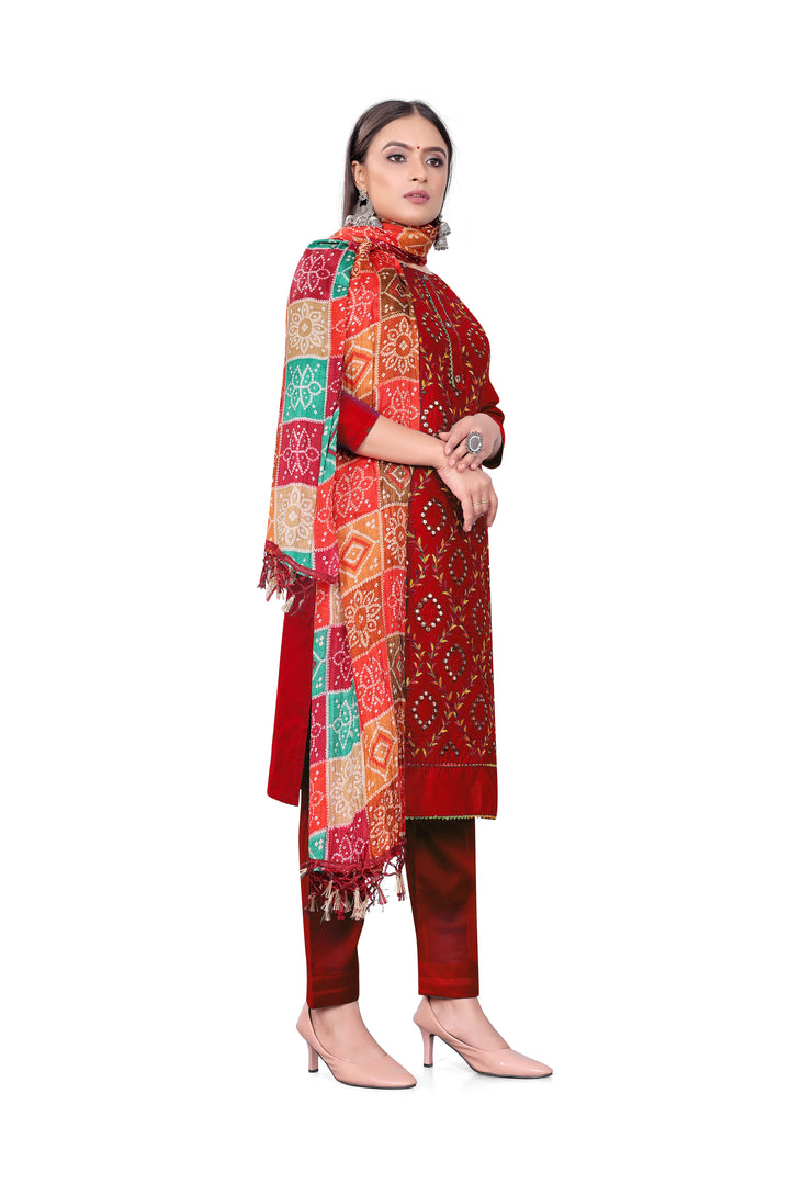 Designer Embroidered Salwar Kameez | P-C Cotton Three-Quarter Sleeve