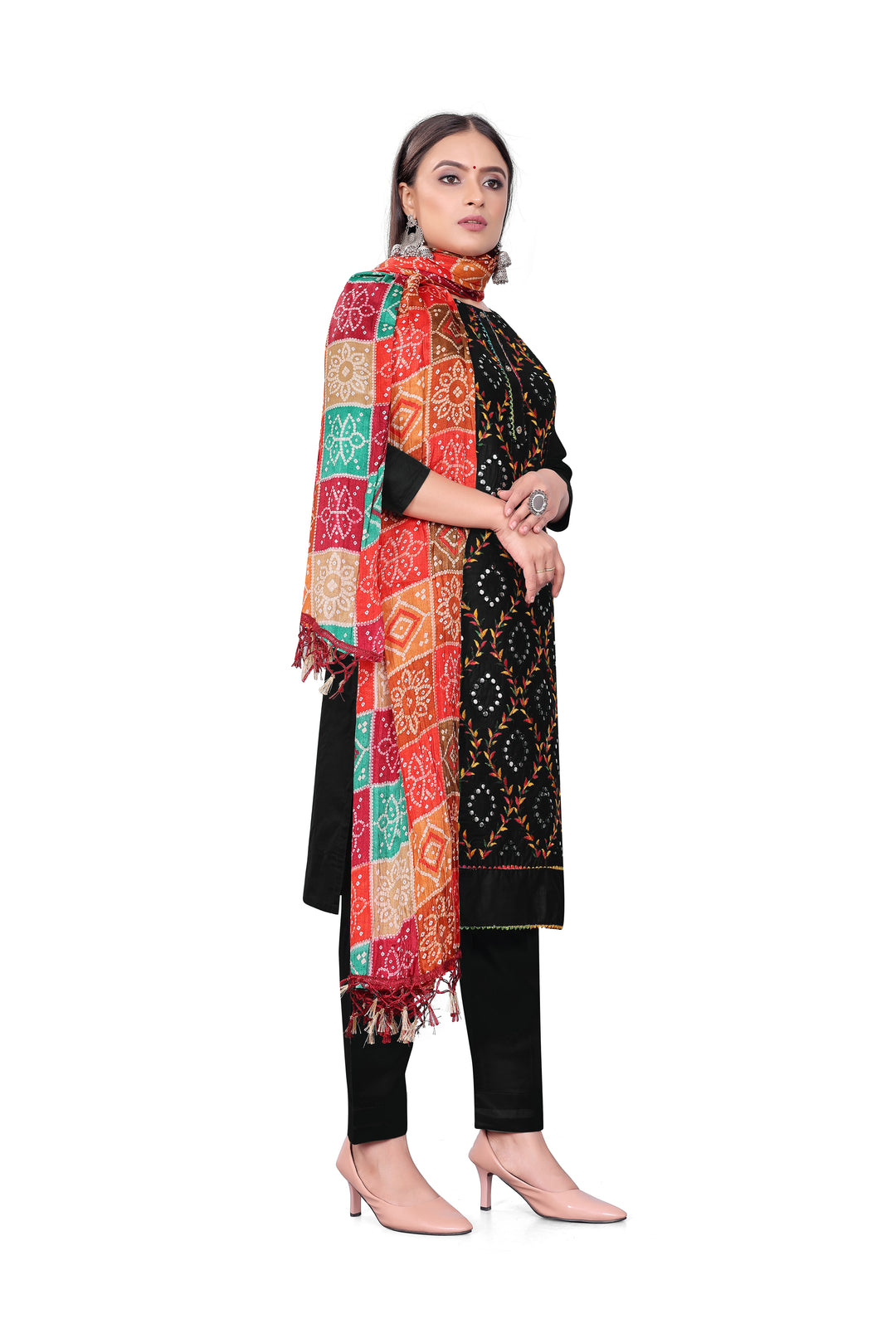 Designer Embroidered Salwar Kameez | P-C Cotton Three-Quarter Sleeve