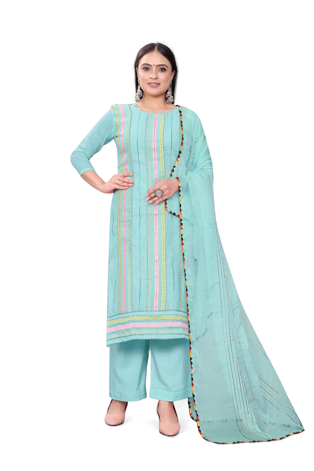 Elegant Hand-Work Salwar Kameez | Chanderi-Cotton & Micro-Cotton for Events