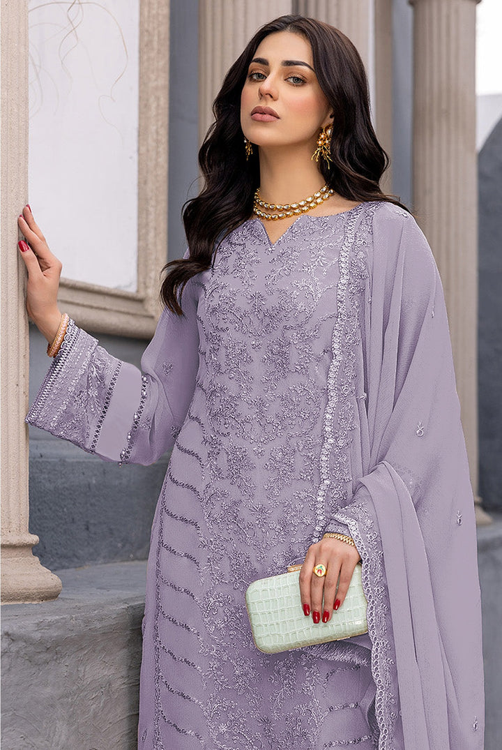 Designer Floral Embroidery Salwar Kameez | Faux-Georgette & Santoon