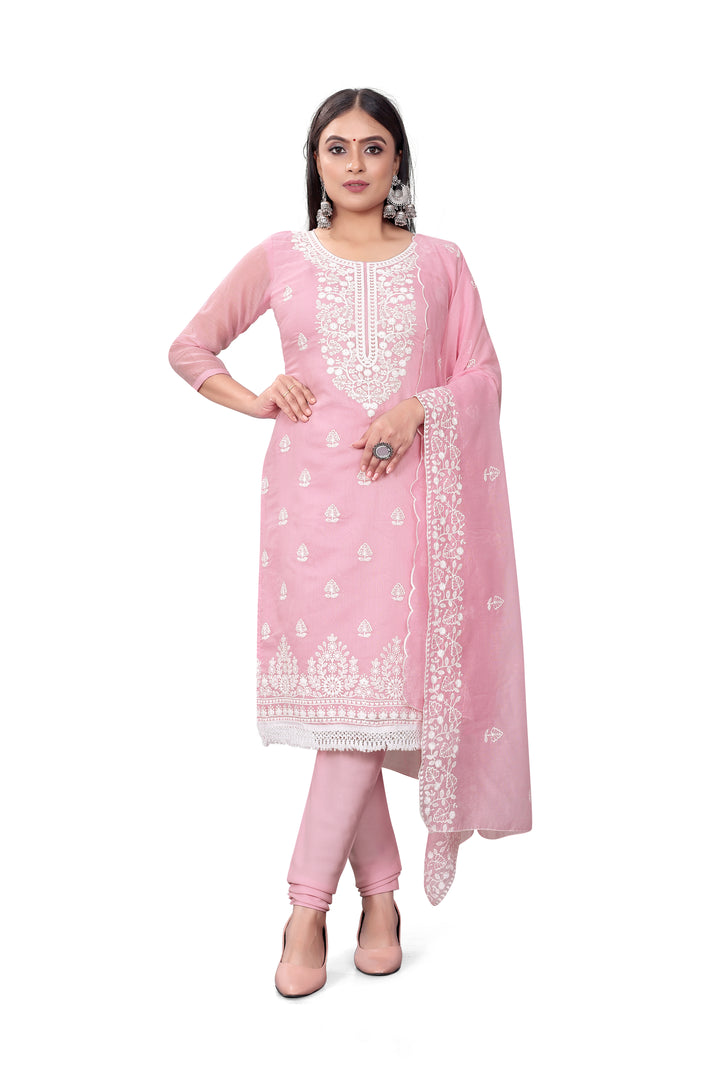 Designer Embroidery Kurtis Set | Chanderi-Cotton Top & Micro-Cotton Bottom