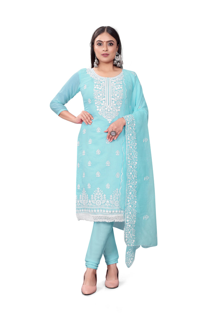 Designer Embroidery Kurtis Set | Chanderi-Cotton Top & Micro-Cotton Bottom