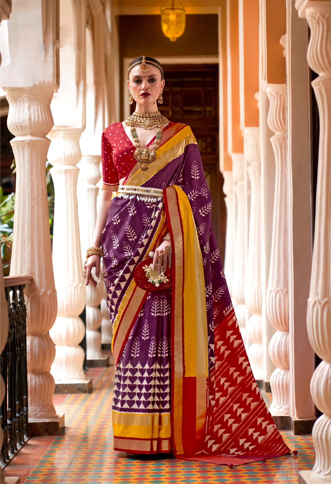 Elegant Patola Silk Saree | Foil Printed Design Perfect for Special Occasions