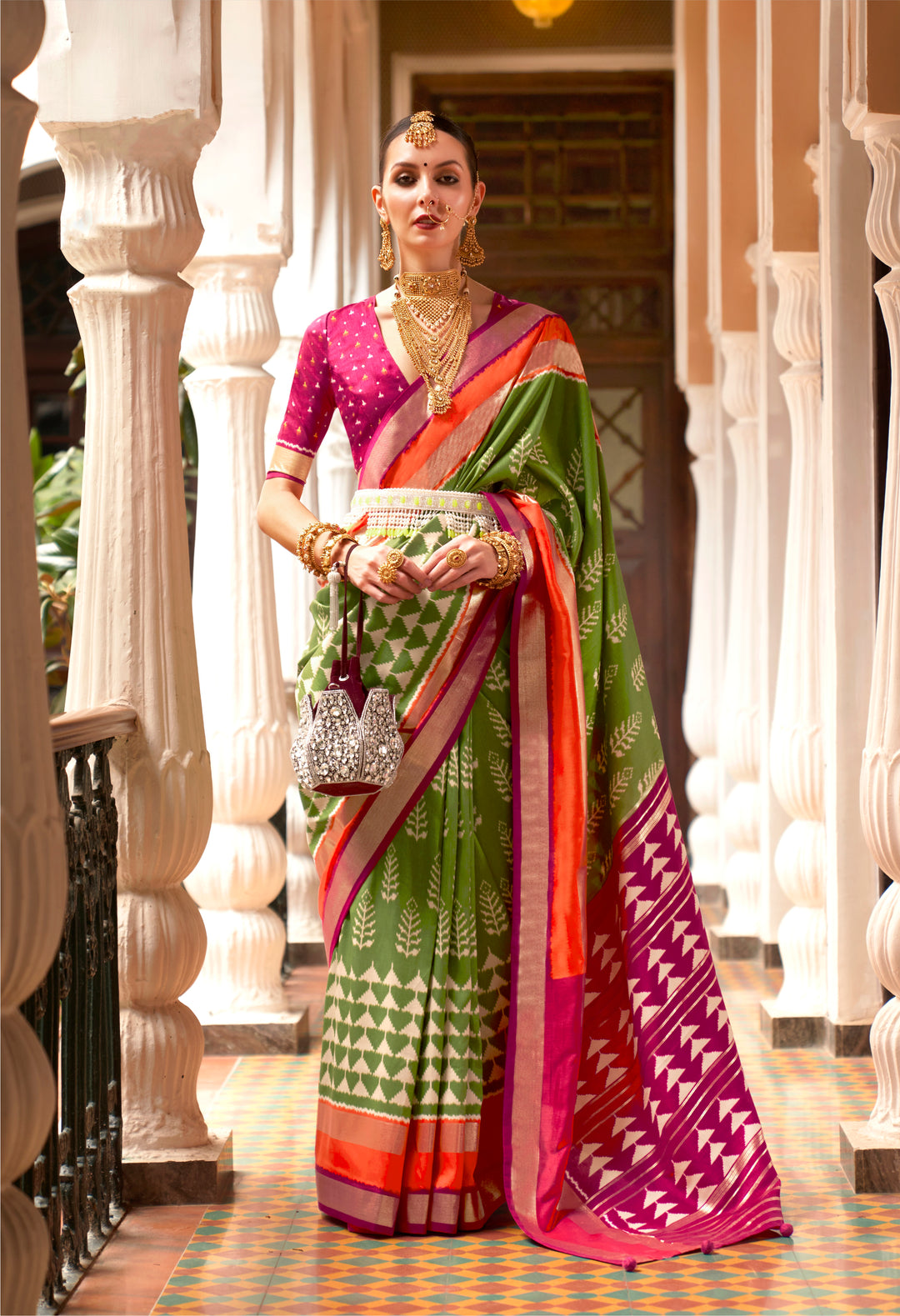 Elegant Patola Silk Saree | Foil Printed Design Perfect for Special Occasions