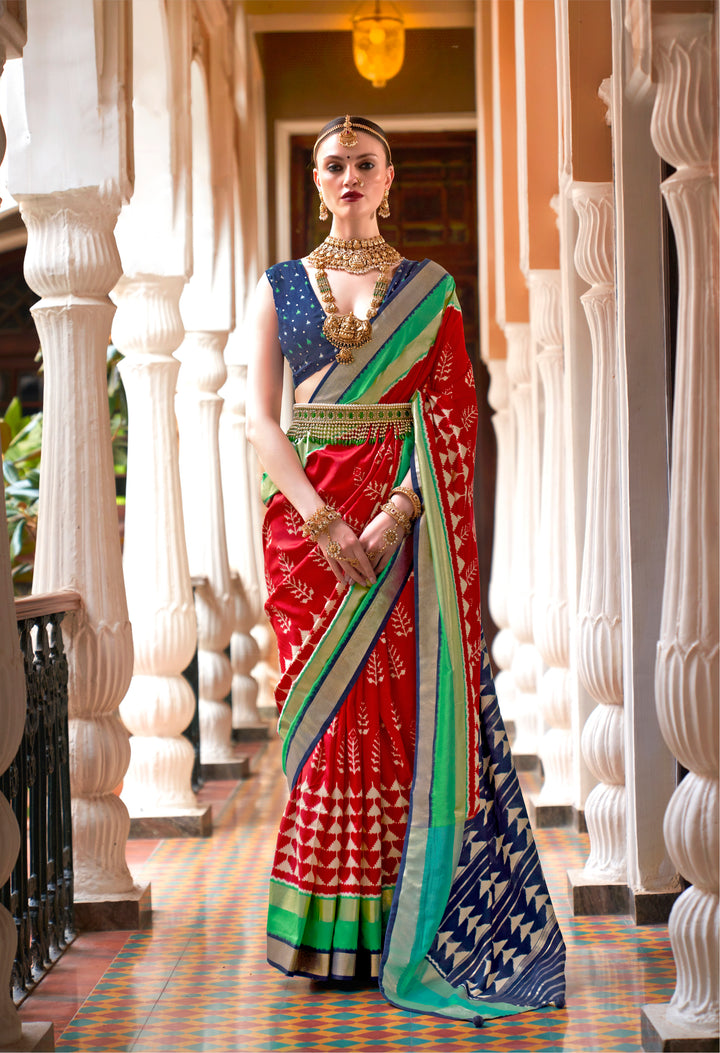 Elegant Patola Silk Saree | Foil Printed Design Perfect for Special Occasions