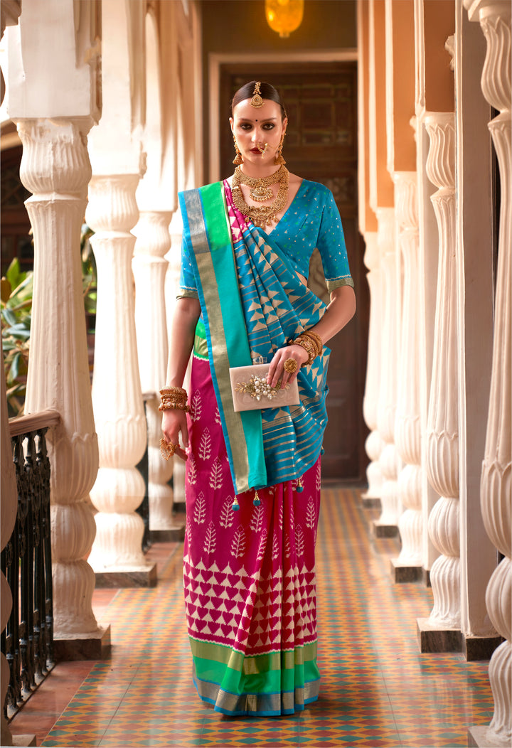 Elegant Patola Silk Saree | Foil Printed Design Perfect for Special Occasions