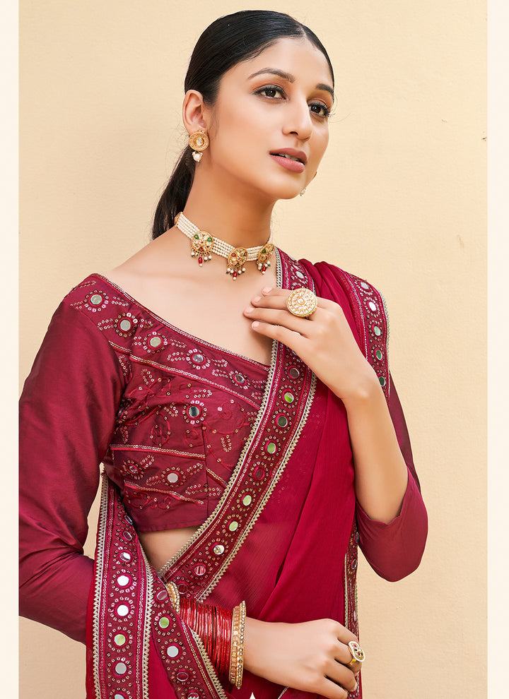 Elegant Chinon Saree with | A Stylish and Sophisticated Choice