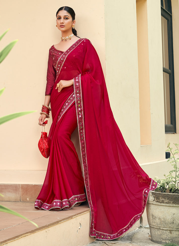 Elegant Chinon Saree with | A Stylish and Sophisticated Choice