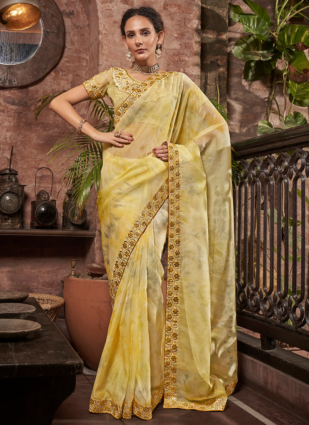 Organza Saree with Digital Print & Embroidery | Perfect for Weddings & Festive Events