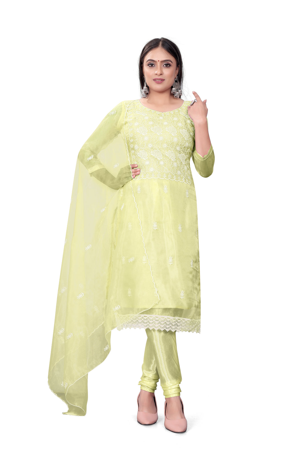 Designer Embroidery Kurtis Set | Organza Top & Santoon Bottom for Festive Events