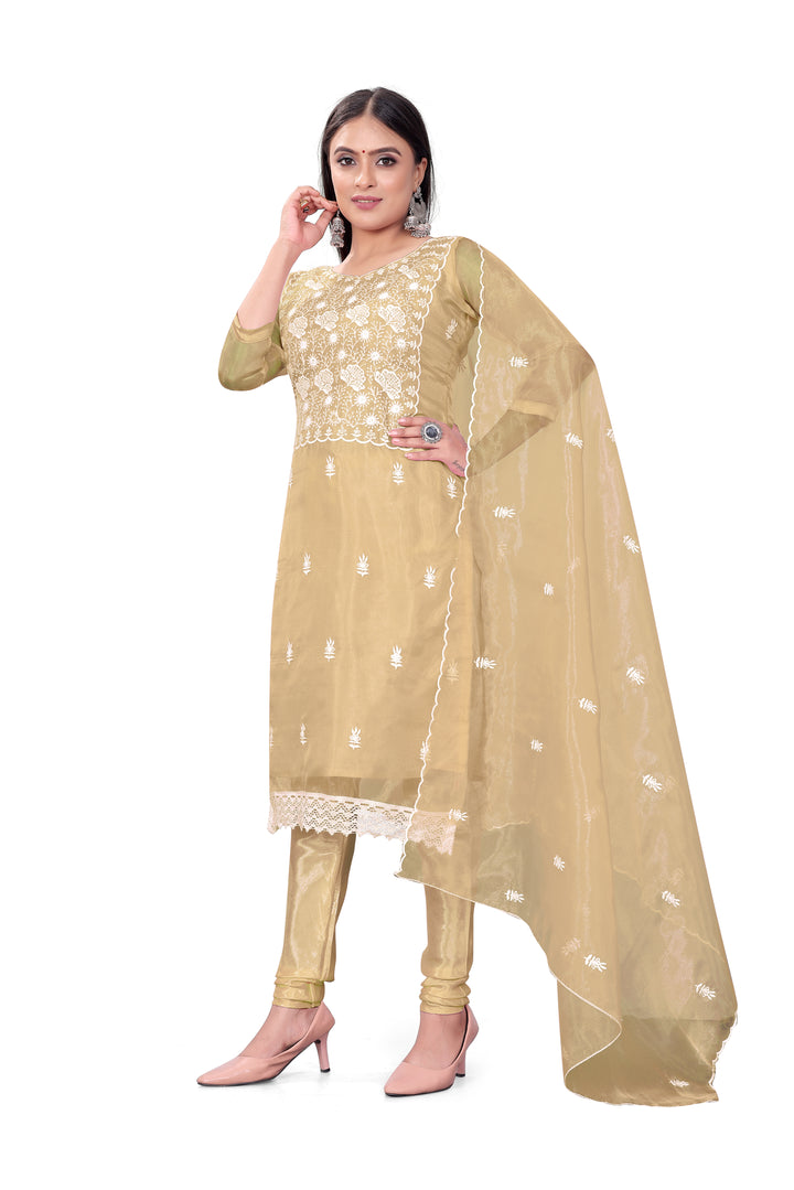 Designer Embroidery Kurtis Set | Organza Top & Santoon Bottom for Festive Events