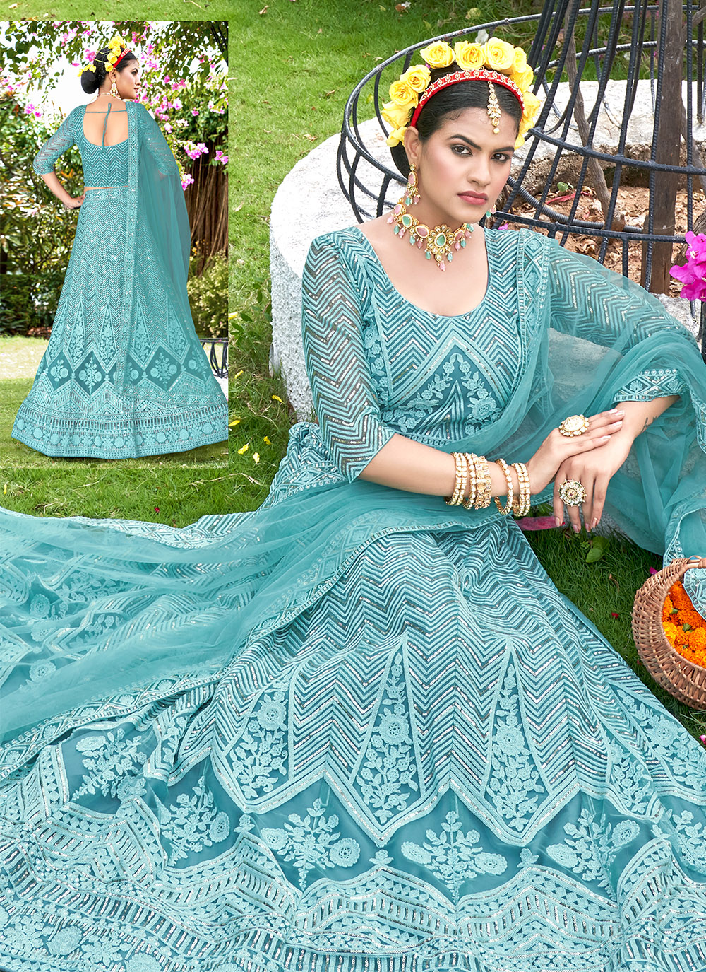 Sophisticated Net Lehenga with Dupatta | Perfect for Weddings and Celebrations