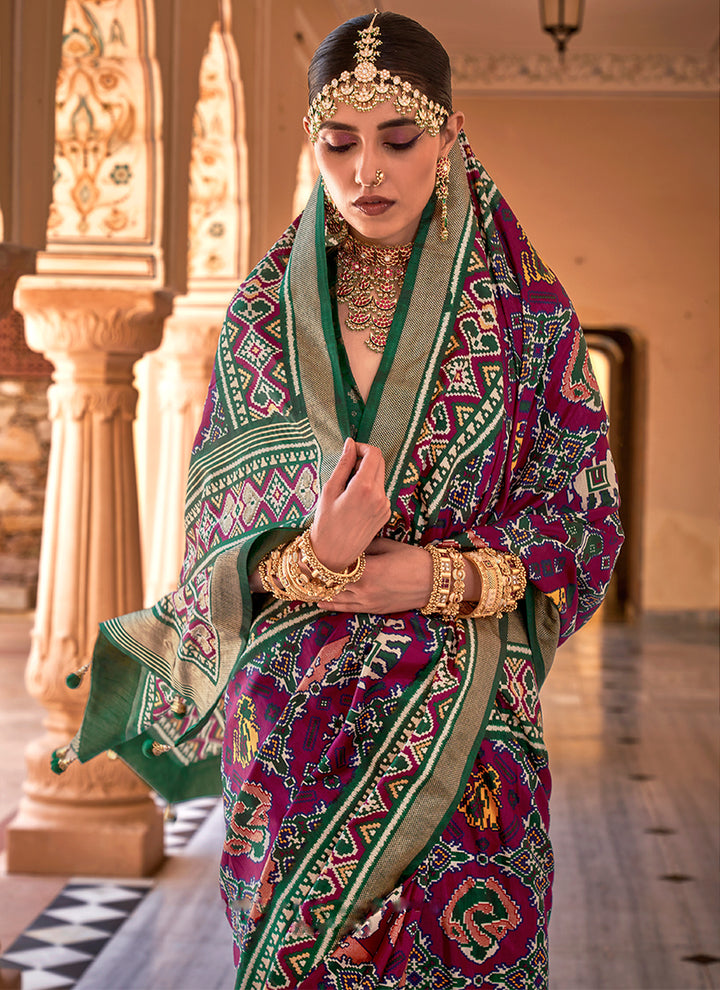 Aircel Silk Patola Printed Saree | Perfect for Weddings and Special Events