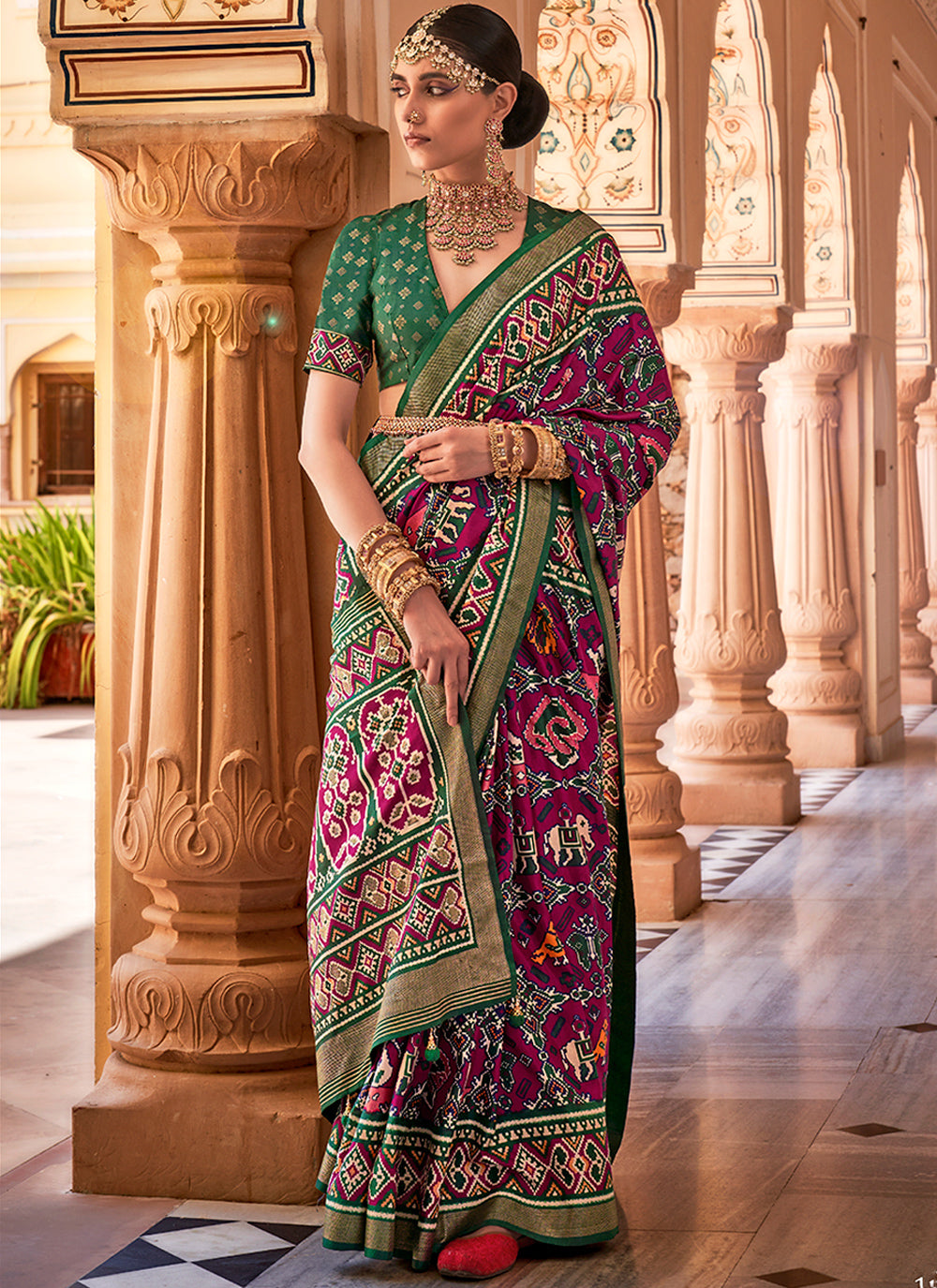 Aircel Silk Patola Printed Saree | Perfect for Weddings and Special Events